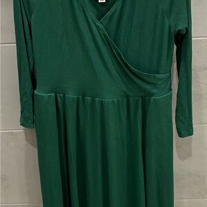 Ava And Viv Wrap Style Ribbed Green Long Sleeve Midi Dress Size 1X NWT